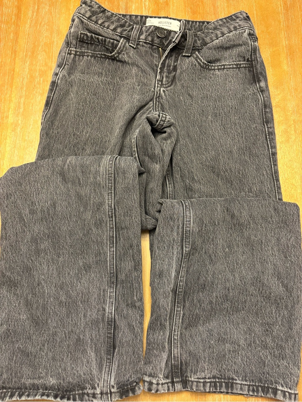 Hollister Women's Washed Gray Straight-Leg Jeans